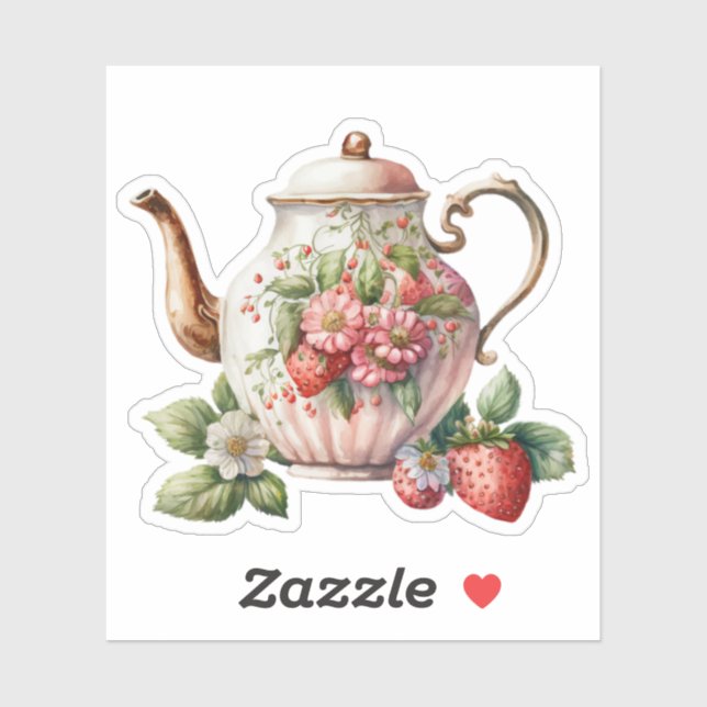 Sticker Thé aux fraises (Feuille)