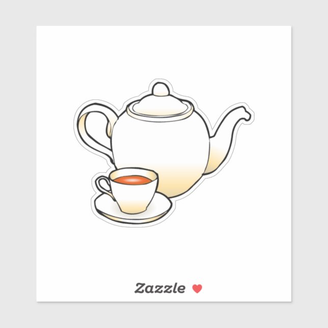 Sticker Thé avec théière (Feuille)