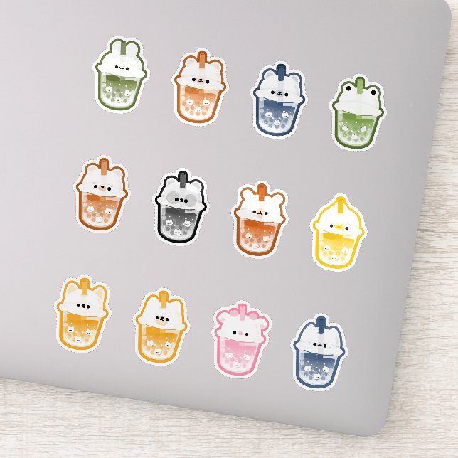 Sticker Thé Boba animal mou (Détail)