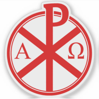 Sticker The Chi-Rho Cross - v4 (red)
