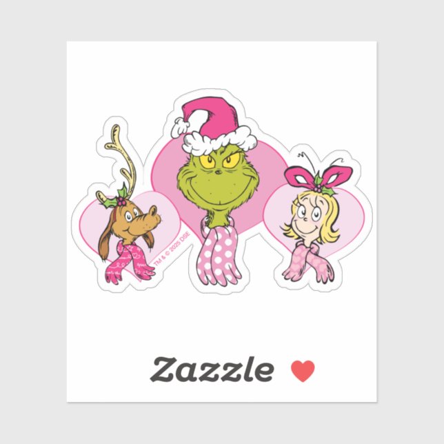 Sticker The Grinch Crew in Pink Valentine's Portrait (Feuille)