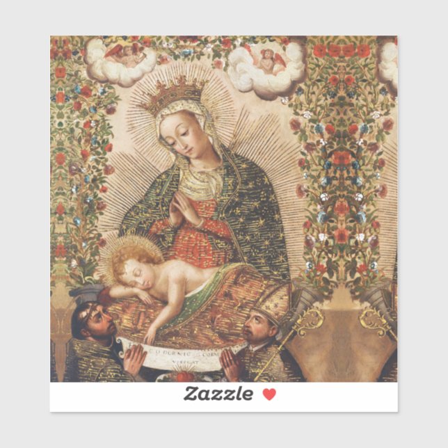 Sticker The Virgin Adoring the Christ Child at Christmas (Feuille)