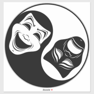 Sticker Théâtre Yin Yang Design - Masques de comédie et de