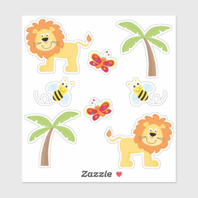 Sticker Thème animal Safari (Feuille)