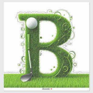 Sticker Thème de lettre d'herbe de golf avec balles et clu