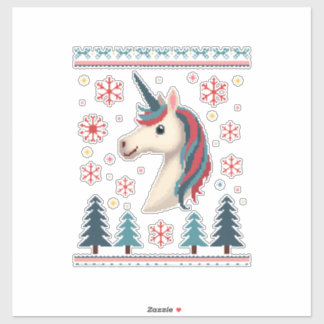 Sticker Thème de Noël T-Shirt Tricoté Licorne Licornes (