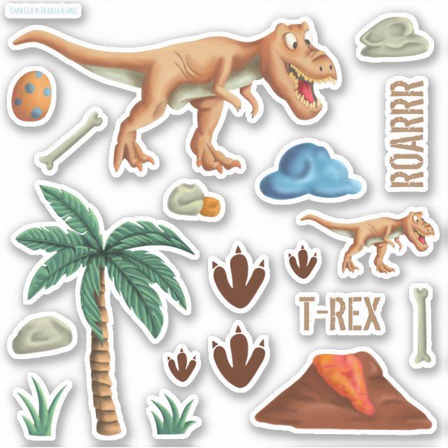 Sticker Thème Poster de animal Roarrr Dinosaur T-Rex (Devant)