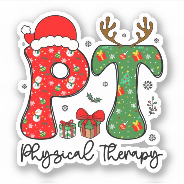 Sticker Thérapie physique amusante Noël Chapeau de Noël PT (Devant)