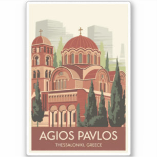 Sticker Thessalonique Agios Pavlos Travel Art Vintage