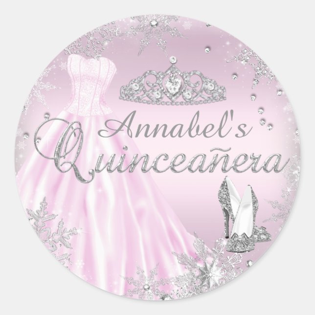 Sticker Tiara Quinceanera Rosée (Devant)