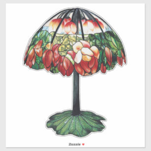 Sticker Tiffany Art Nouveau Floral Red Lotus Vintage