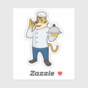Sticker Tiger Cook Chef hat Platter