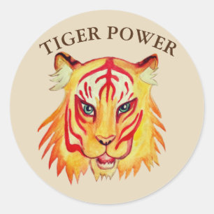 Sticker Tiger Power Classic Round