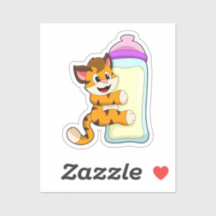 Sticker Tigre avec Bébé bouteille de lait