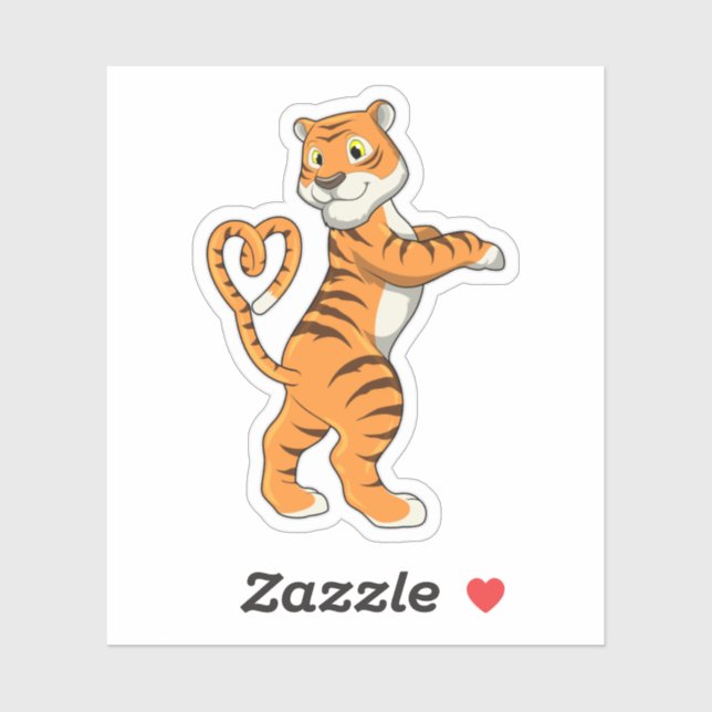 Sticker Tigre avec coeur (Feuille)