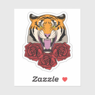 Sticker Tigre avec Rose