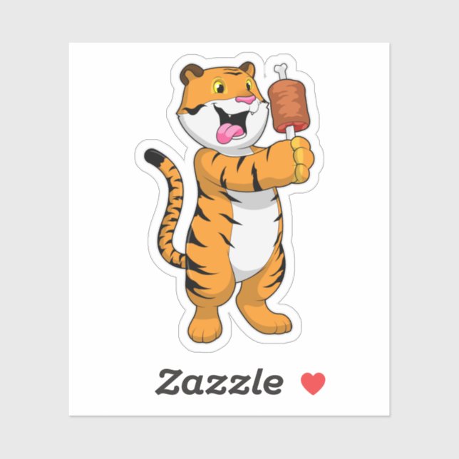 Sticker Tigre avec viande (Feuille)