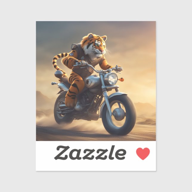 Sticker Tigre chevauchant une moto (Feuille)