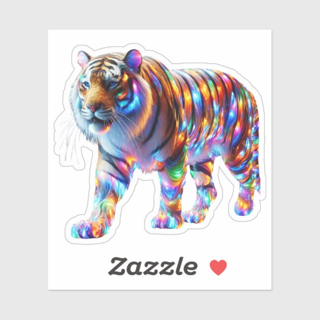 Sticker Tigre coloré - Art Verre Vibrant (Feuille)