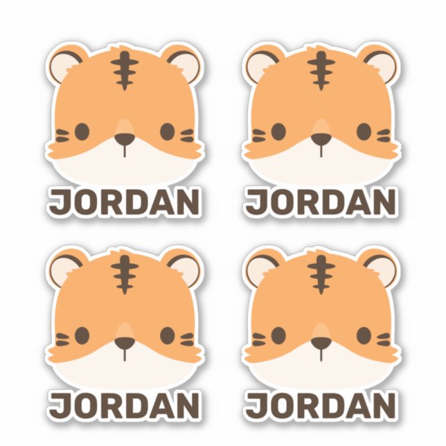 Sticker Tigre mignon avec nom personnalisé (Devant)