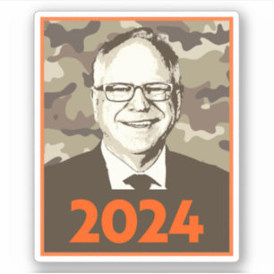 Sticker Tim Walz 2024 Espoir au Camouflage
