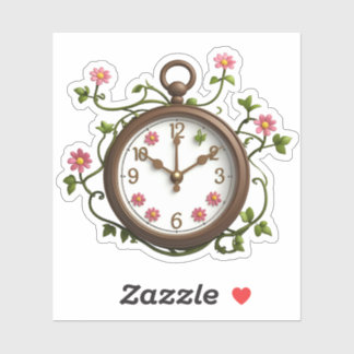 Sticker Time Blooms : Horloge Unique & Design Flor