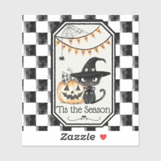 Sticker "Tis Season Happy Halloween Checkerboard