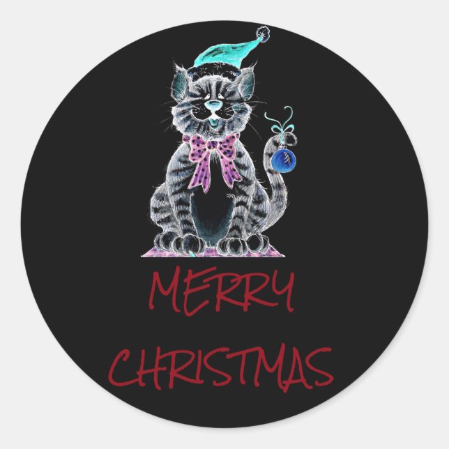 STICKER TO SAY **MERRY CHRISTMAS** WITH KITTEN (Front)
