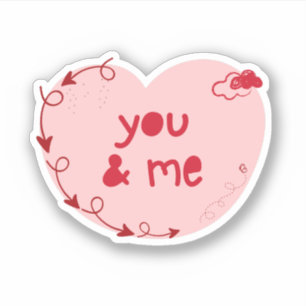 Sticker Toi et moi avec le coeur mignon le jour de la Sain