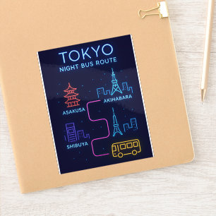 Sticker Tokyo Night Bus Route Neon – Voyage au Japon