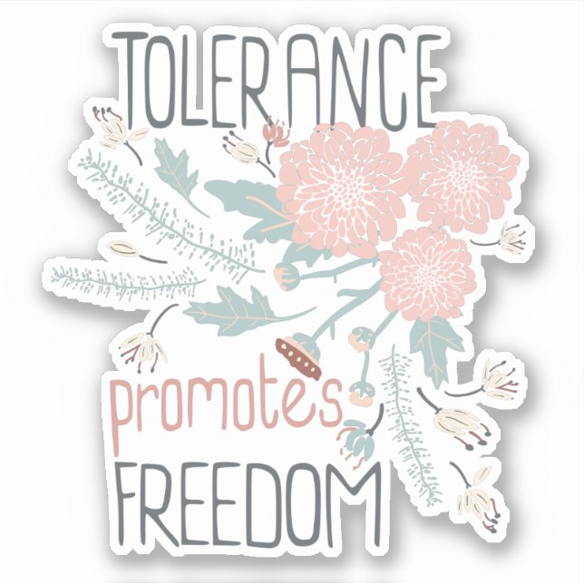 Sticker Tolérance promeut la liberté Jouer Mélange de fleu (Devant)