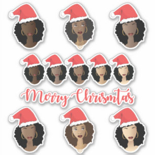 Sticker Tons de Melanin, Femmes noires, Joyeux Noël