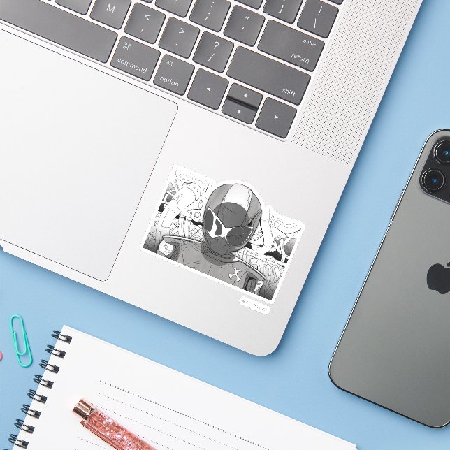 Sticker Toonami TOM 5 - Comic Bumper (Ordinateur portable avec iPhone)