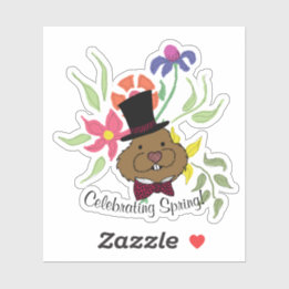 Sticker Top Hat Bow Cravate Printemps Fleurs Groundhog