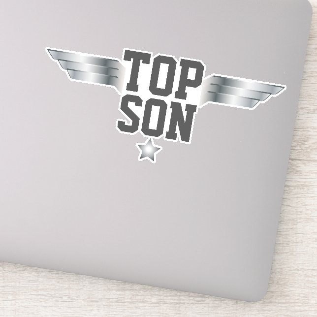 Sticker Top Son Aviator Pilote Ailes Effet Argent (Détail)