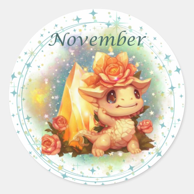 Sticker Topaz Dragon Birthstone Novembre (Devant)