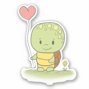Sticker Tortue À Ballons Coeur