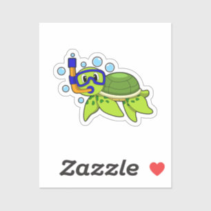 Sticker Tortue à la plongée avec tuba