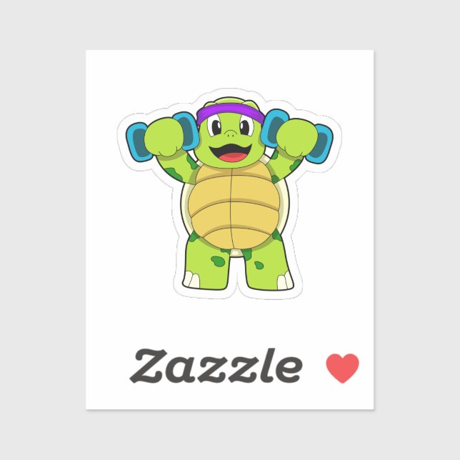 Sticker Tortue à l'effort entraînement et cloches (Feuille)