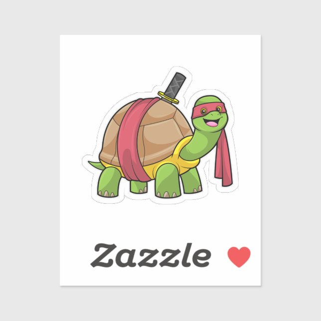 Sticker Tortue aux arts martiaux avec épée (Feuille)