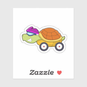 Sticker Tortue avec coquille comme voiture