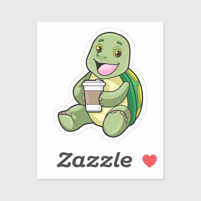 Sticker Tortue avec Shell & Café à aller (Feuille)