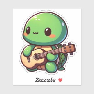 Sticker Tortue Chibi Jouer de la guitare