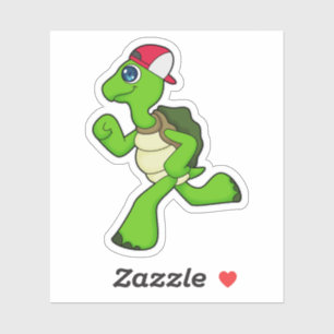 Sticker Tortue comme coureur avec Casquette