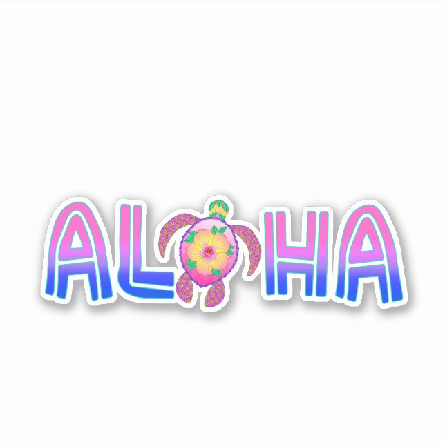 Sticker Tortue de mer tropicale d'Aloha Hawaiian (Devant)