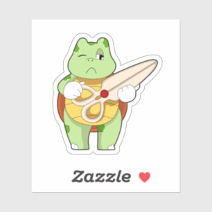 Sticker Tortue en coiffeur avec ciseaux