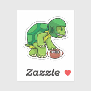 Sticker Tortue en sport avec football et casque