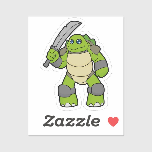 Sticker Tortue guerrière avec épée (Feuille)