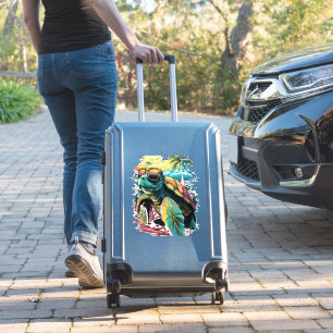 Sticker Tortue Hawaï Tortue de mer Hawaii Beach Palm