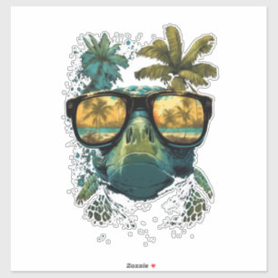 Sticker Tortue Tortues de mer hawaïennes Hawaï Plage Palmi
